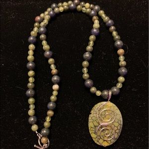 Dragon Vein Necklace Wire Wrapped Pendant.